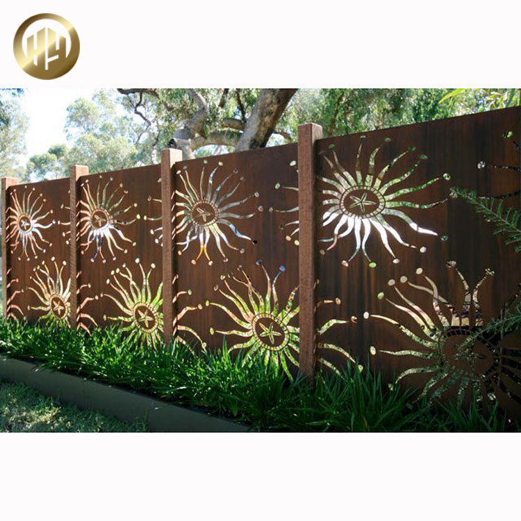 High Quality Rusty Metal Laser Cut Rectangular Privacy Screen