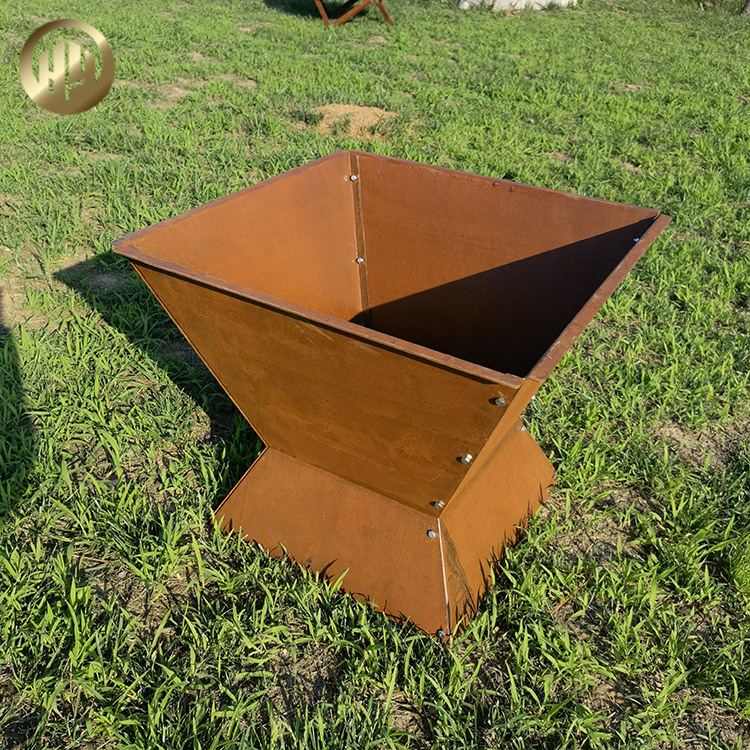 Factory Supply Rectgular Metal Heater Rusty Barbecue Corten Steel Fire Pit