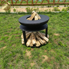 Factory Supply Corten Steel Round Outdoor Barbecue Fire Pit With Wood Storage