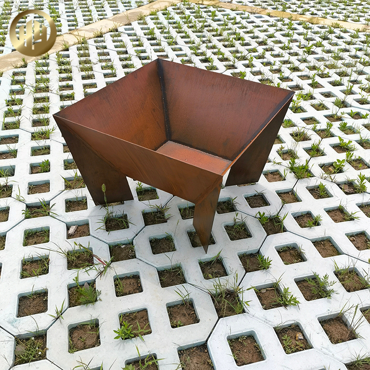 Rust Color Corten Steel Rectangle Wood Burning Outdoor Fire Pit
