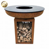 Barbecue Round Fire Pit Rectangular Wood Storage Outdoor Metal Heater