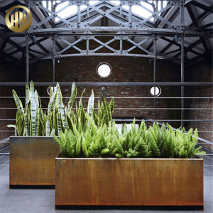 Corten Steel Horizontal Metal Plantador Nursery Rectangular Flower Planter