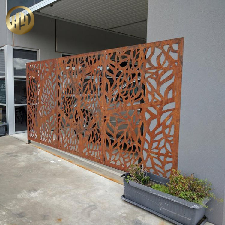 Horizontal Design Corten Steel Metal Easy Move Pattern Decoration Screen