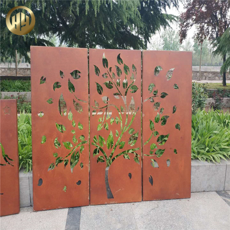 Combination Tree Pattern Metal Corten Steel Rusty Decoration Screen