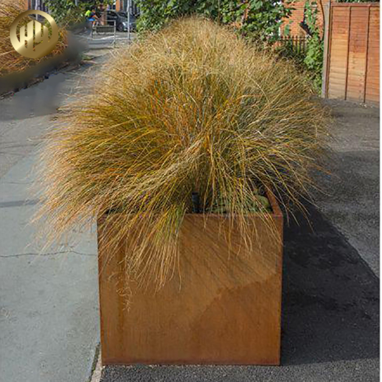 Rectangular Corten Steel Rusty Metal Decoration Plants Nursery Planter