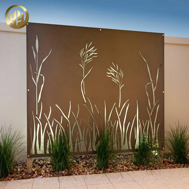 Single Corten Steel Rusty Metal Ornaments Rectangular Decoration Screen