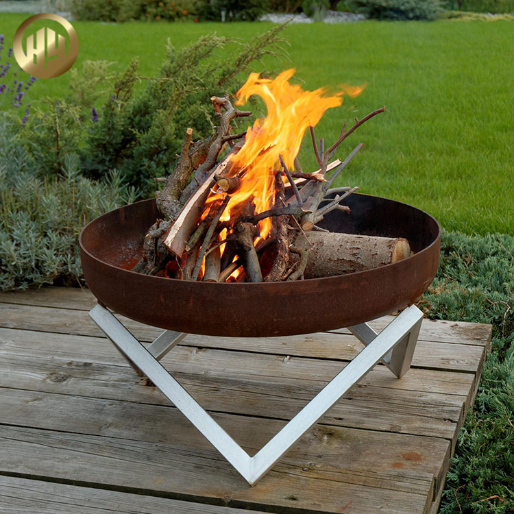 Wholesale Rusty Metal Flat Corten Steel Round Fire Pit Barbecue Heater