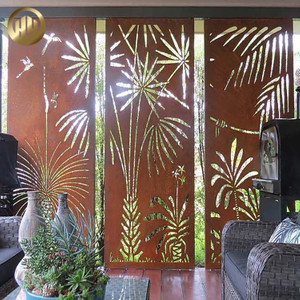 Garden Corten Steel Plants Pattern Rectangular Decoration Panel Screen