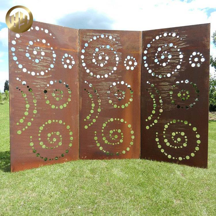 Courtyard Corten Steel Rusty Metal Ornaments Custom Screen