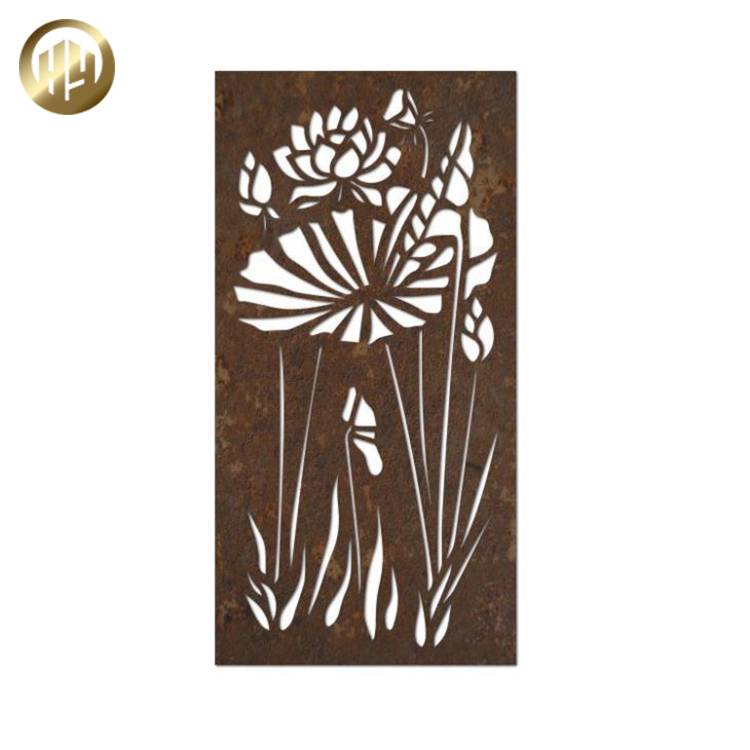 Single Corten Steel Metal Rectangular Decoration Ornaments Screen