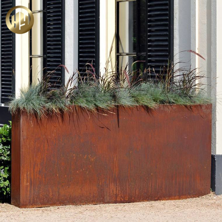 Flat Metal Corten Steel Rusty Decoration Plantador Nursery Planter