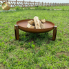 Corten Steel Round Rusty Wood Burning Heater Outdoor Barbecue Fire Pit