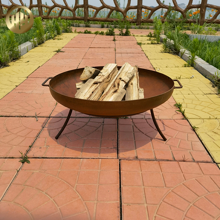Rusty Corten Steel Round Fire Pit Outdoor Barbecue Wood Burning Heater