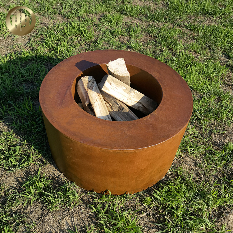Rust Color Round Corten Steel Wood Burning Heater Metal Garden Fire Pit