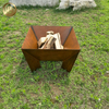 Rust Color Corten Steel Rectangle Wood Burning Outdoor Fire Pit