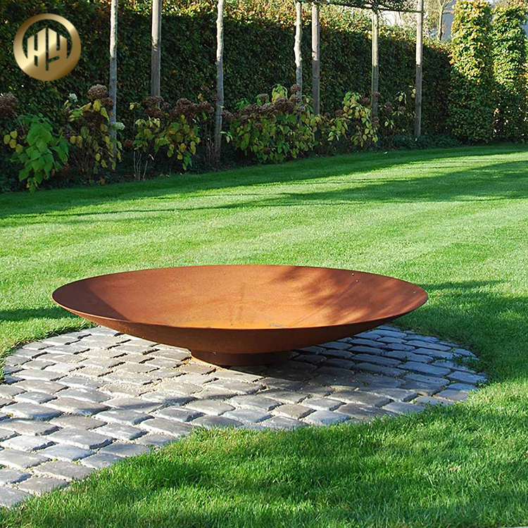 High Quality Corten Steel Flat Metal Round Fire Pit Garden Decoration Heater