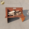 Assembly Corten Steel Rectangular Barbecue Grill Fire Pit Rusty Metal Heater