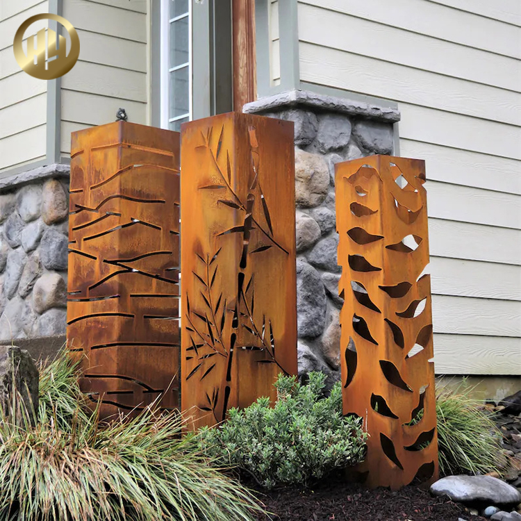 Modern Design Corten Steel Rusty Metal Landscape Light Cover Sculpture