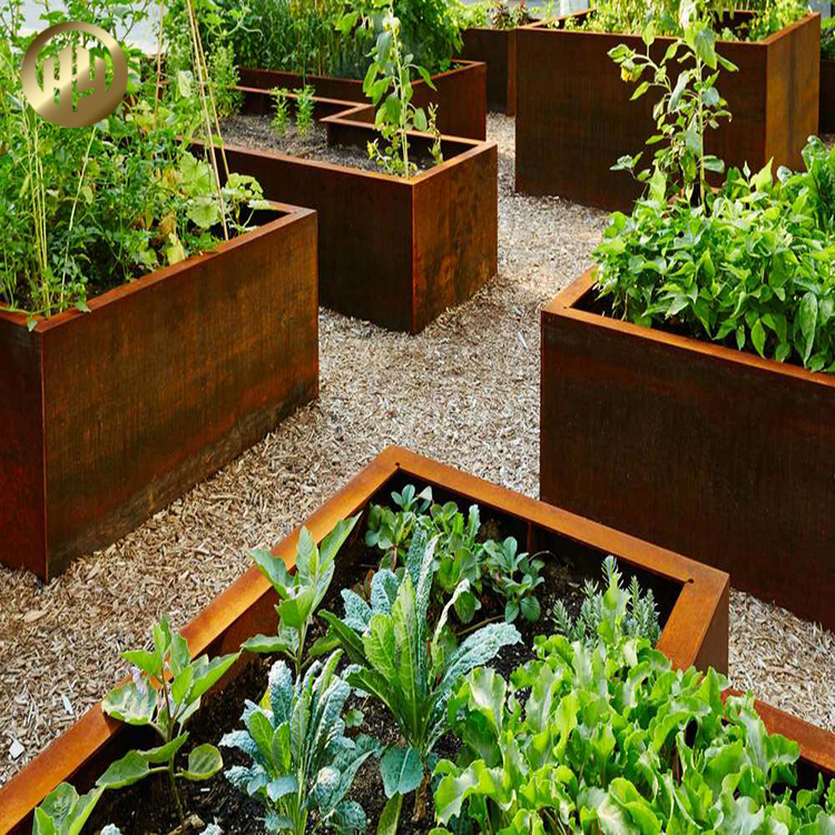 Rectangular Corten Steel Plants Nursery Without Bottom Metal Garden Bed