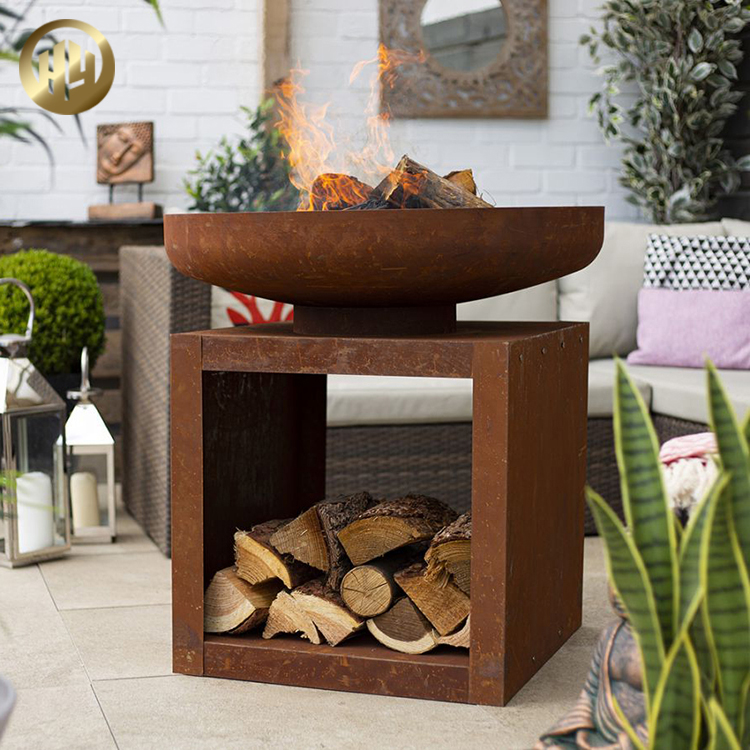 Combination Party Barbecue Warming Fire Pit Wood Storage Metal Heater